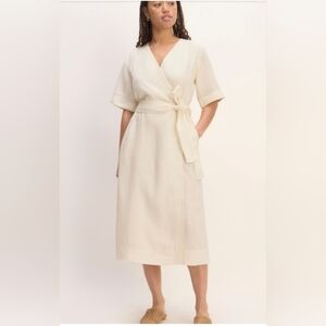 NWT Everlane Cream Midi Wrap Dress